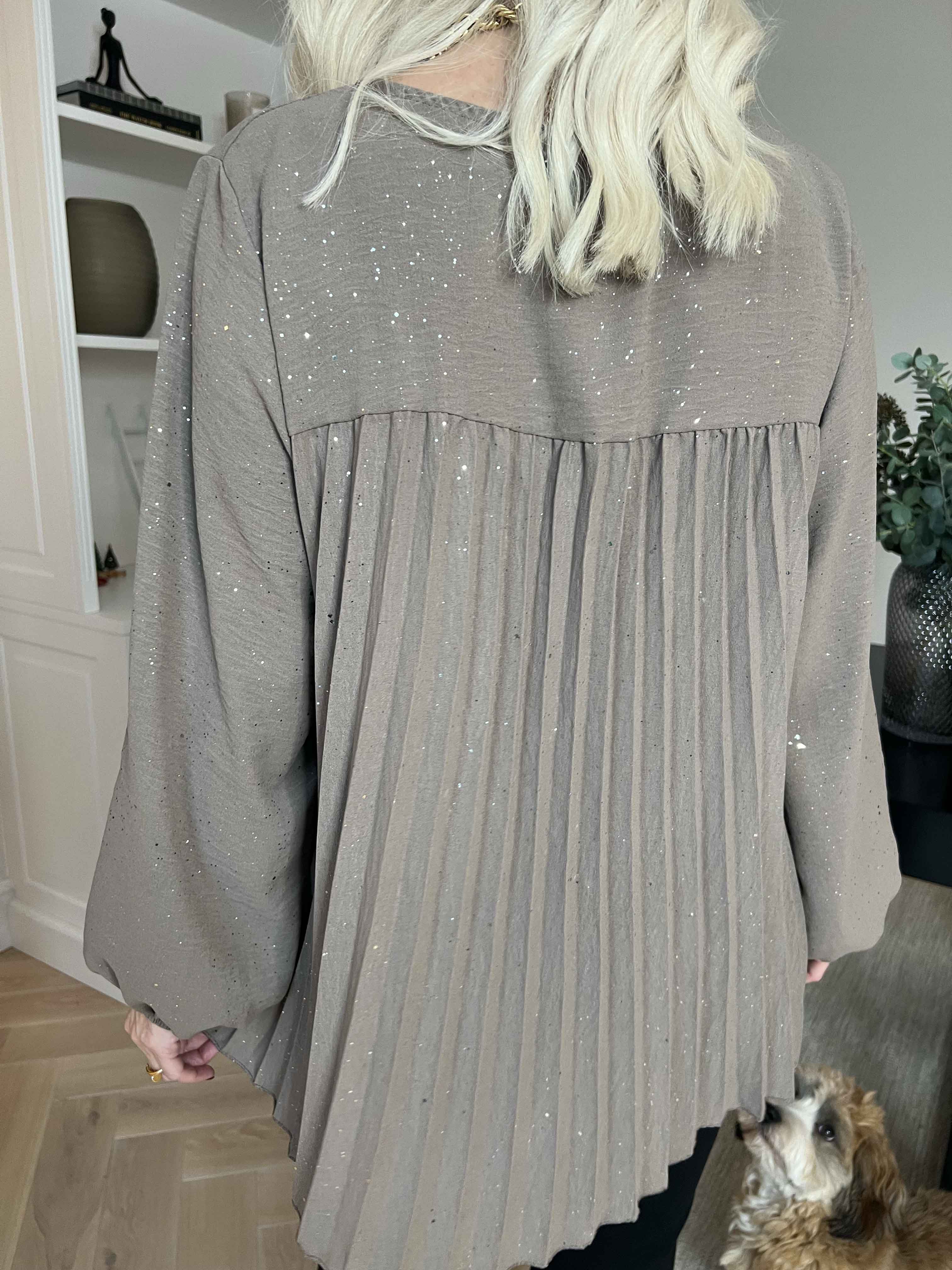 Nancy Glitter Shirt L/S - Plisseret bluse med glitter